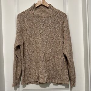 Peyton Primrose  Cable Knit Oatmeal Women’s Long Sleeve Sweater Mock Neck XL